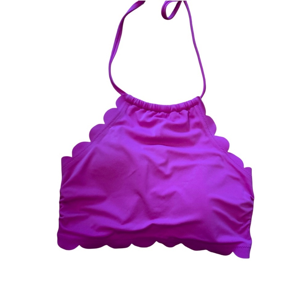 Vanilla Beach NWOT Scalloped Halter Bikini Top, M